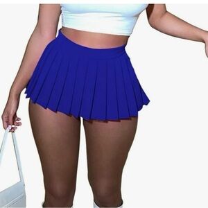 Blue Mini Pleated Skirt
